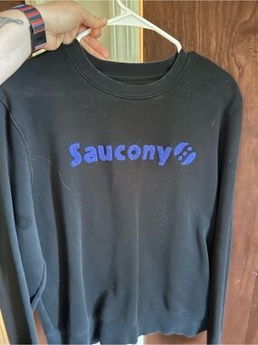 Saucony Black Crewneck Sweatshirt with Blue Logo